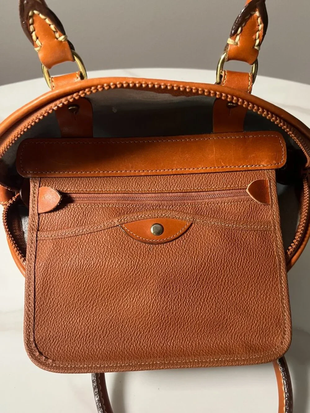 Dooney & Bourke Vintage AWL Norfolk Satchel White British Tan + COA